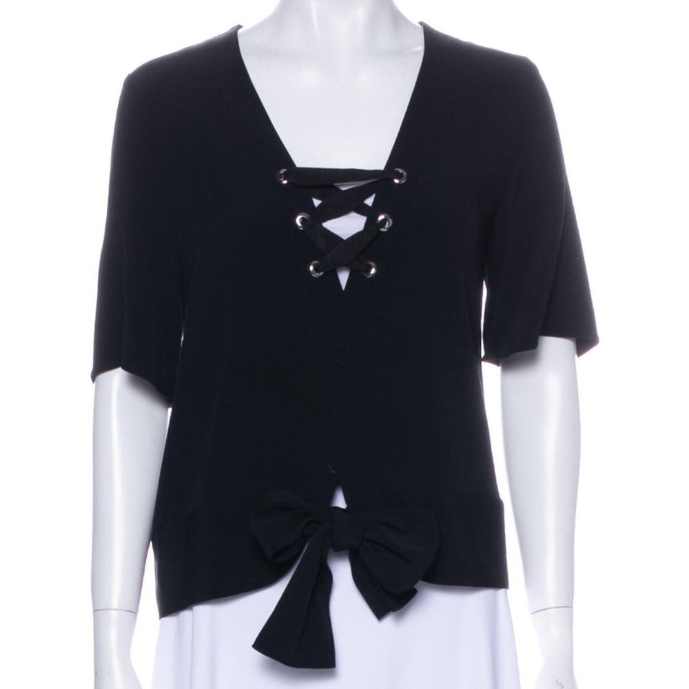 ALEXIS Square Neck, black Short Sleeve Top Size: S
